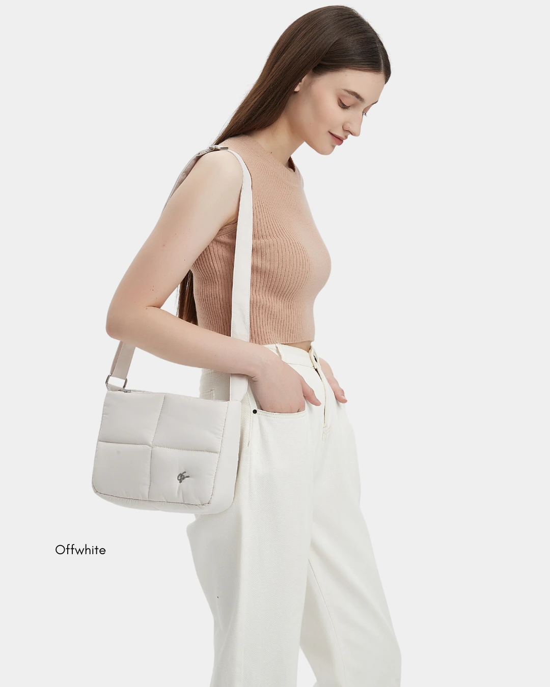 Waffle Medium Puffer Sling Bag (Palladian) - Image 8