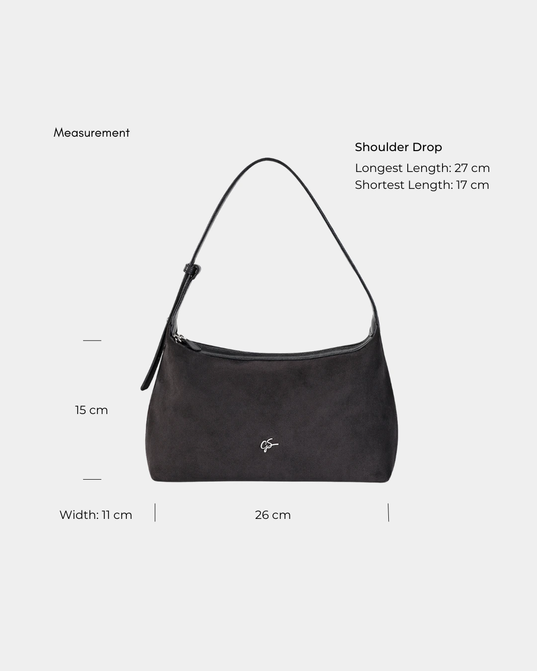 Capri Suede Shoulder Carry (Black) - Image 2