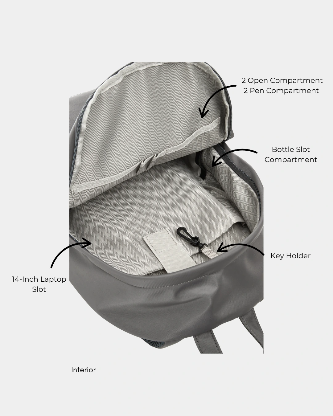 Kaylie Nylon Backpack (Grey) - Image 4