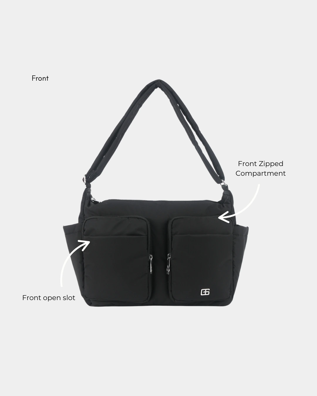 Mylah Nylon Puffer Sling Bag (Chocolate) - Image 4