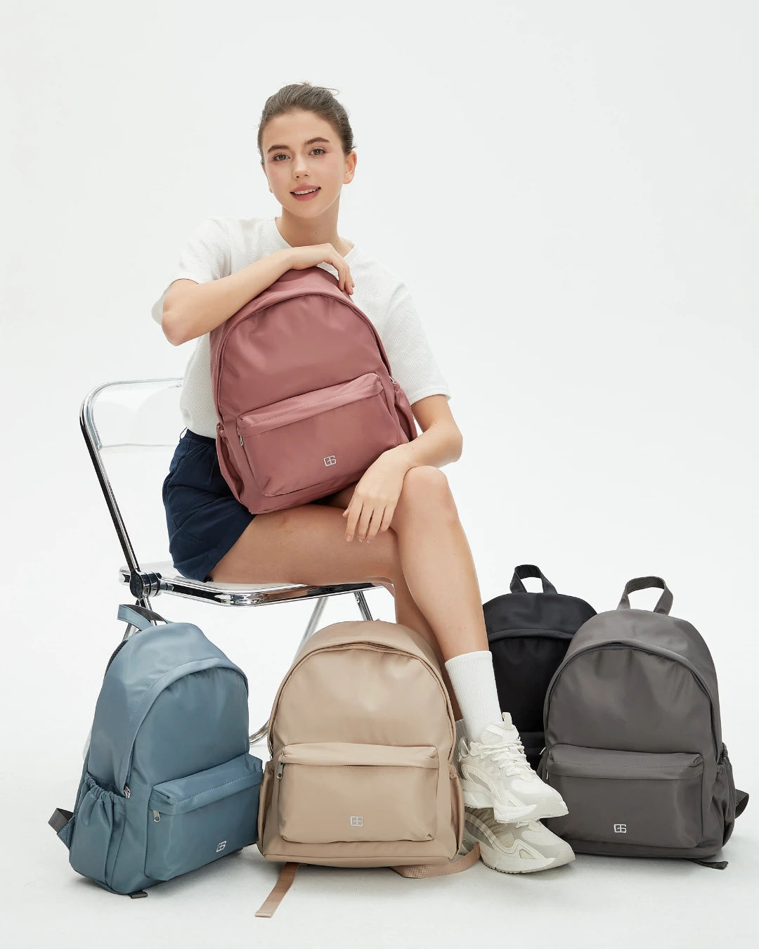 Kaylie Nylon Backpack (Grey) - Image 12