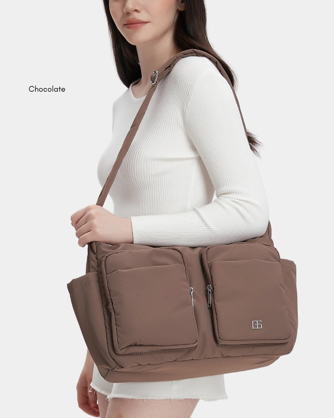 Mylah Nylon Puffer Sling Bag (Chocolate) - Image 10