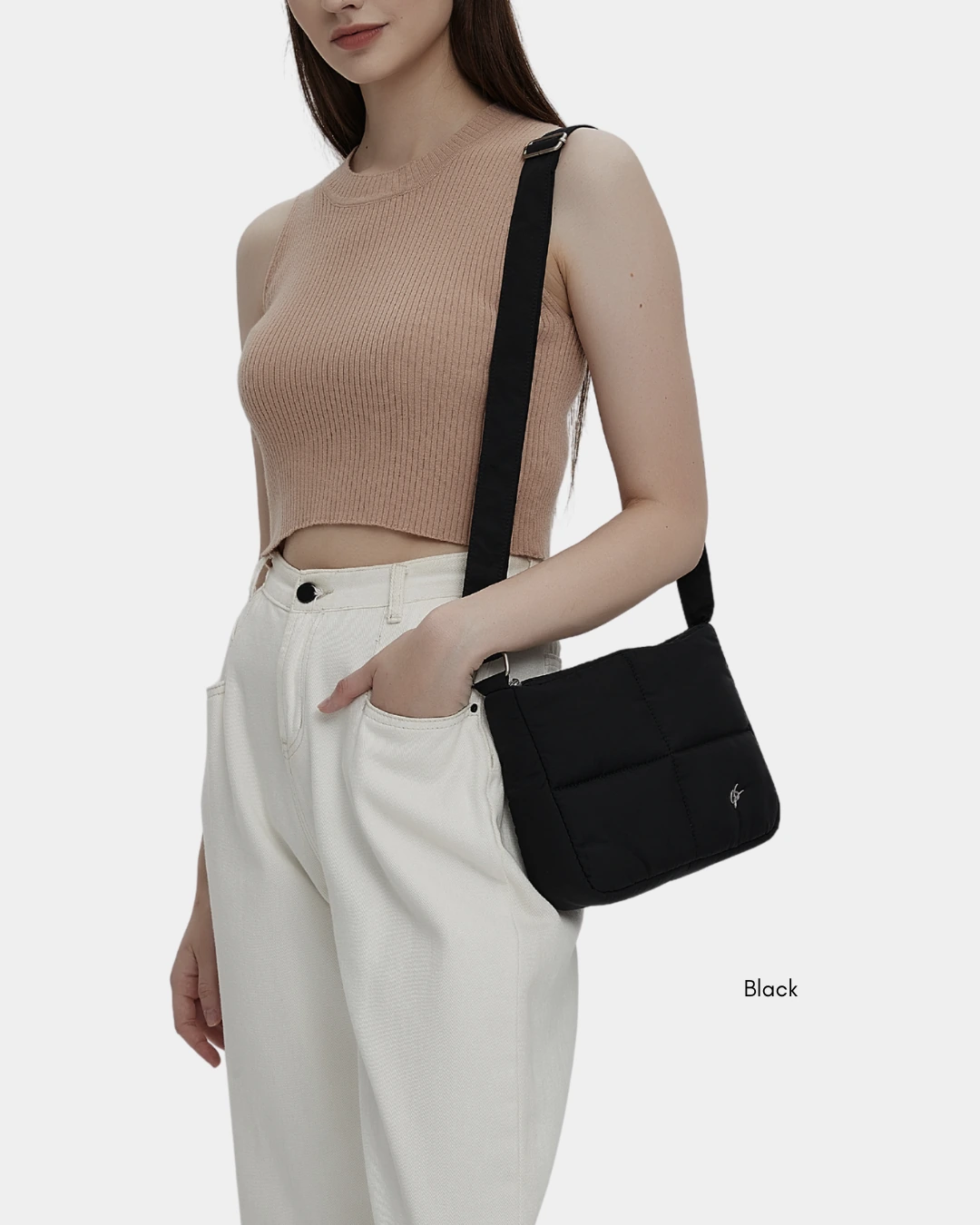 Waffle Medium Puffer Sling Bag (Palladian) - Image 7