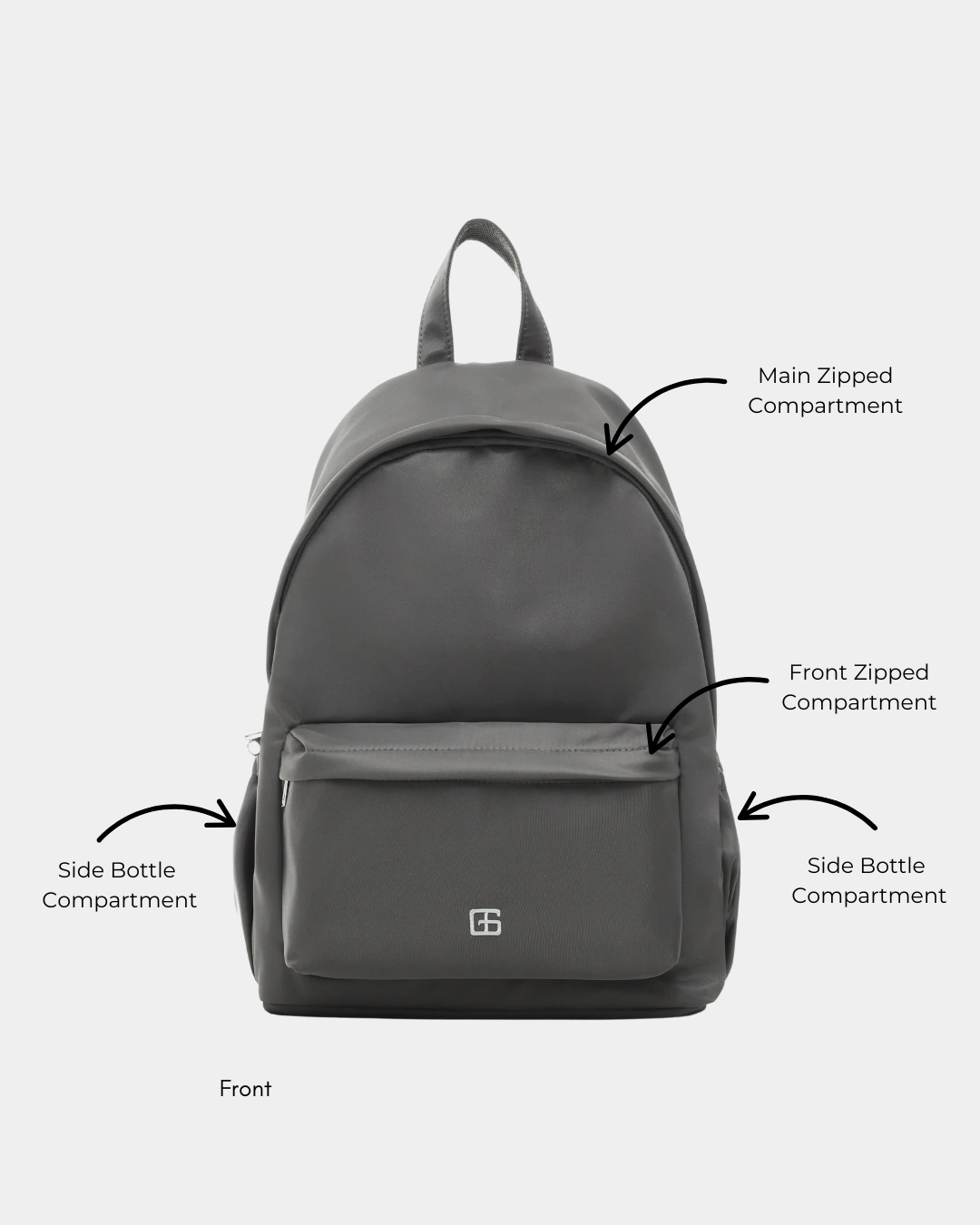 Kaylie Nylon Backpack (Grey) - Image 6
