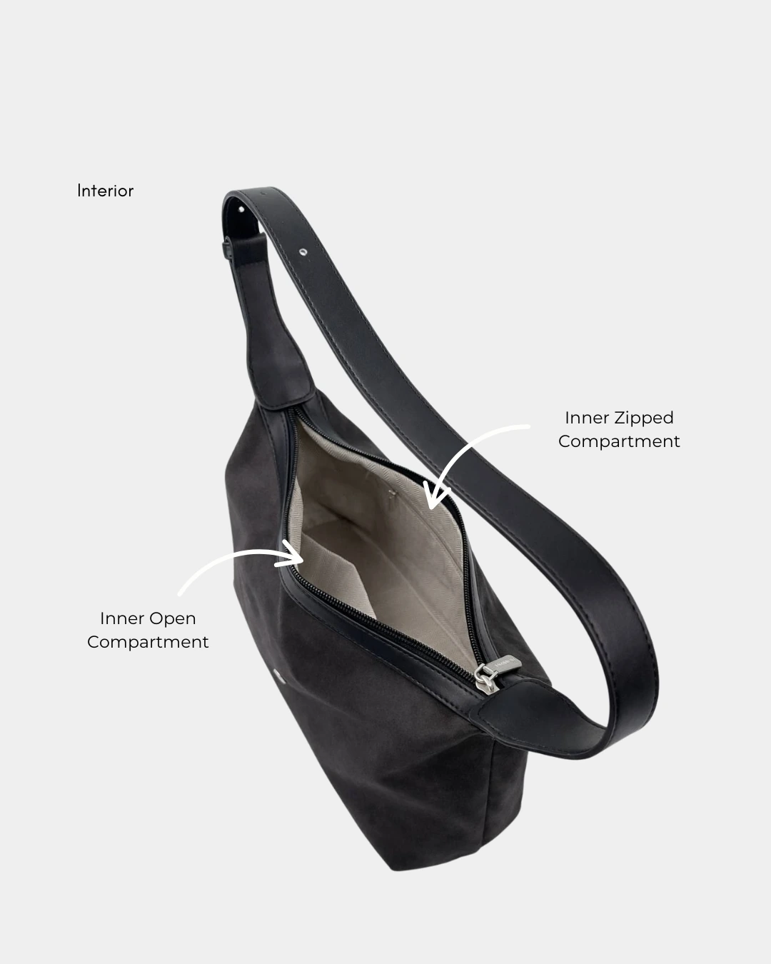 Capri Suede Shoulder Carry (Black) - Image 3