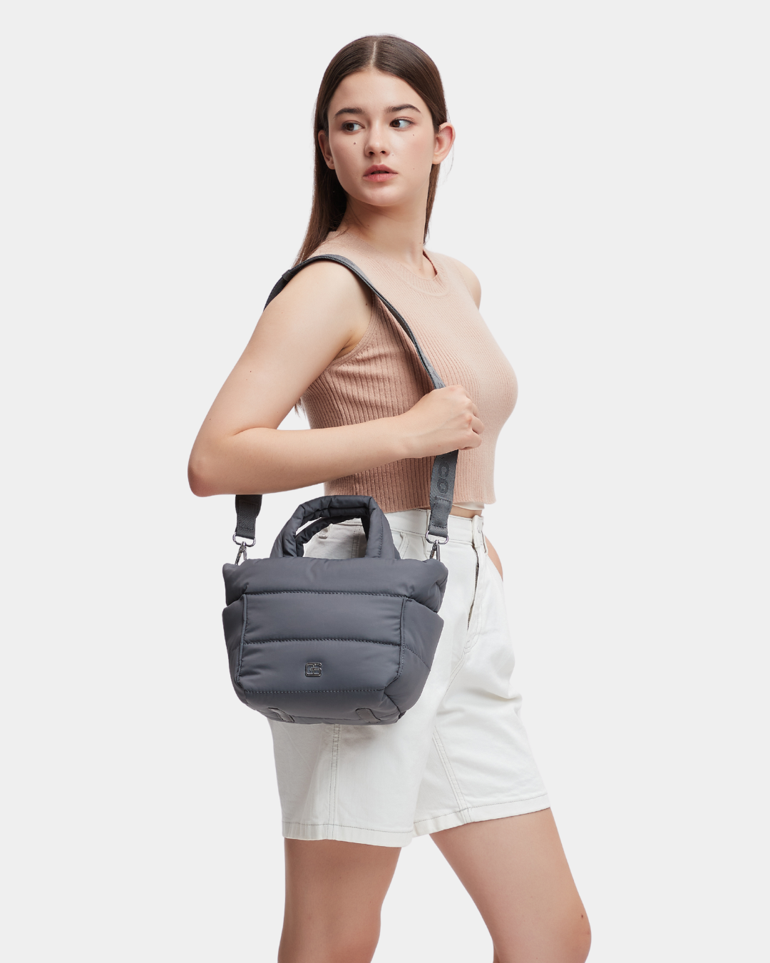 Reina Puffer Sling Bag (Dark Grey)